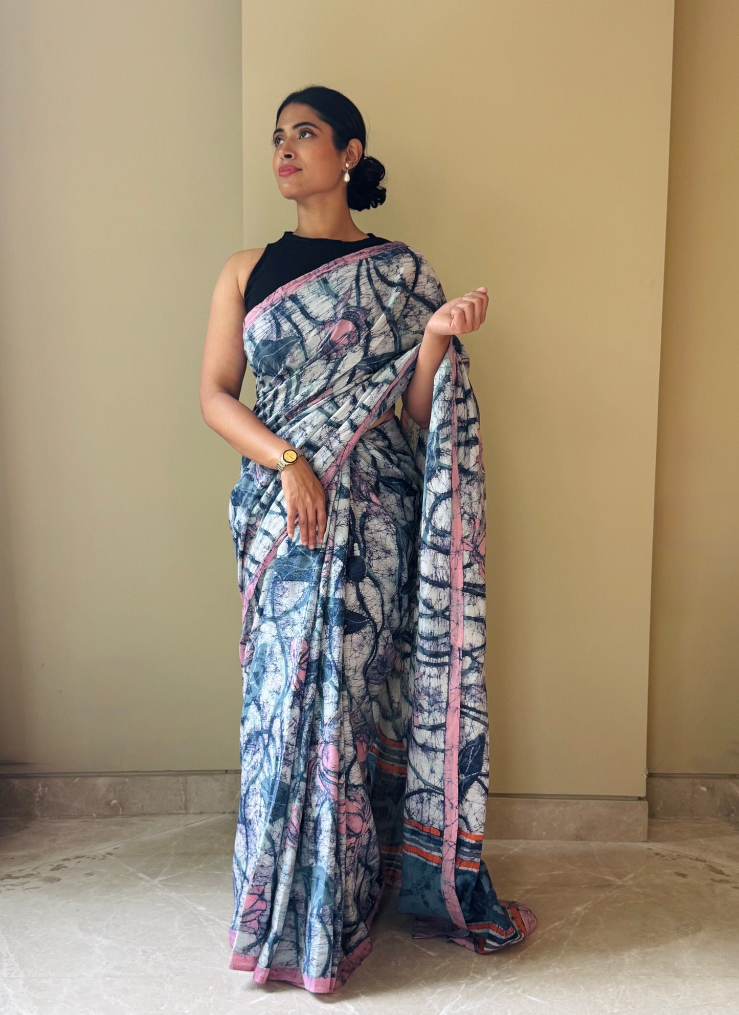 Monsoon Mirage, Whispers of Indigo saree