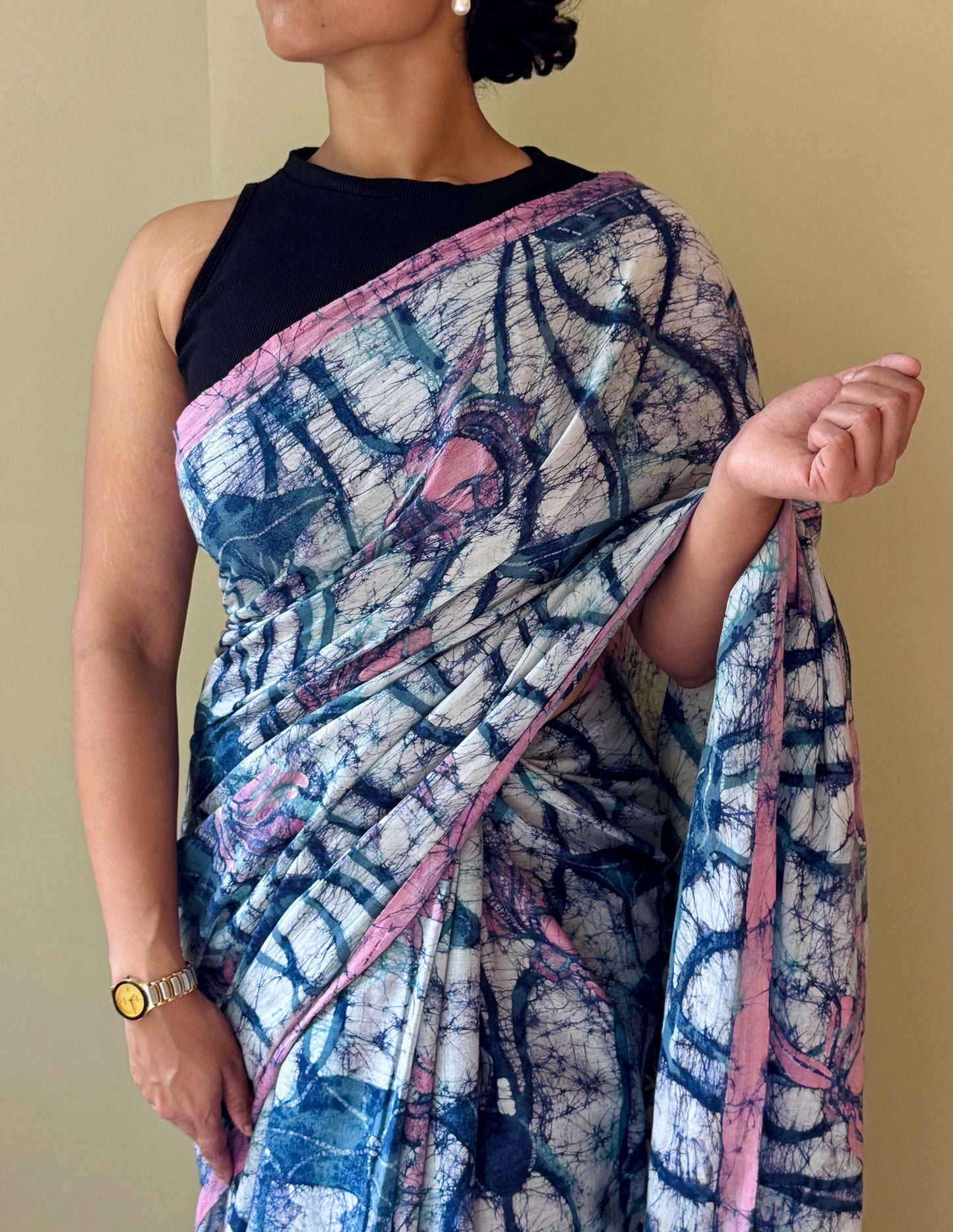 Monsoon Mirage, Whispers of Indigo saree