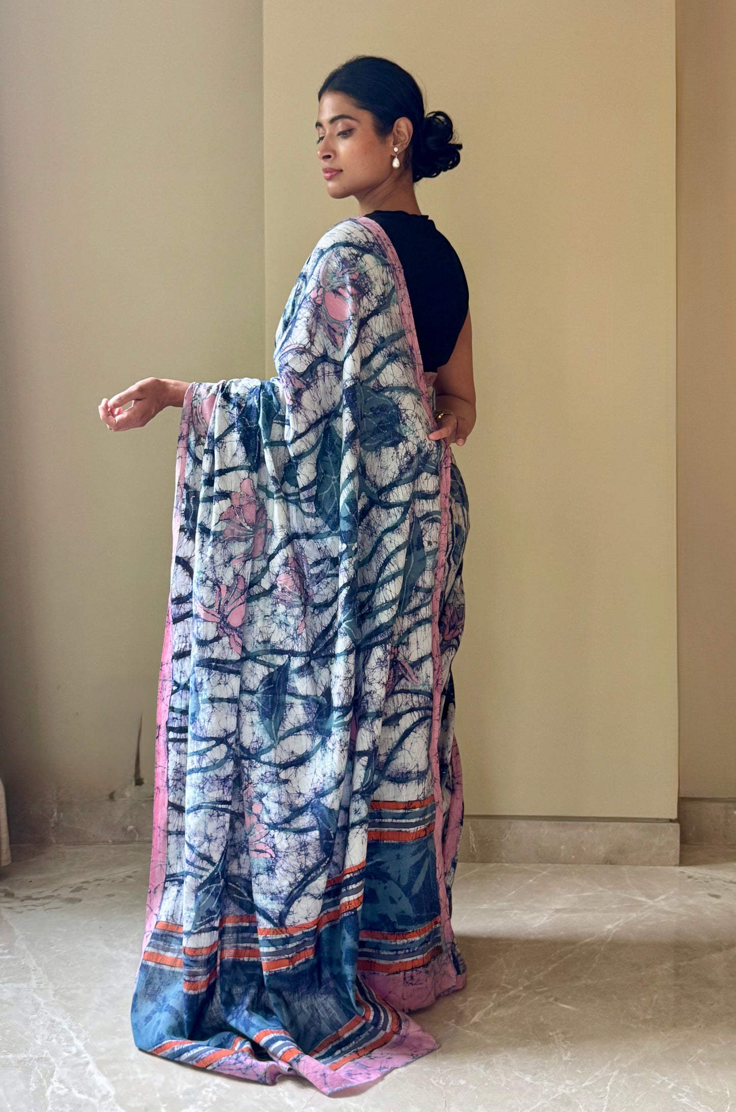 Monsoon Mirage, Whispers of Indigo saree