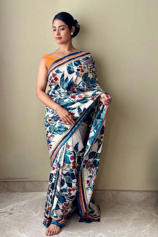 Indigo Garden Silk