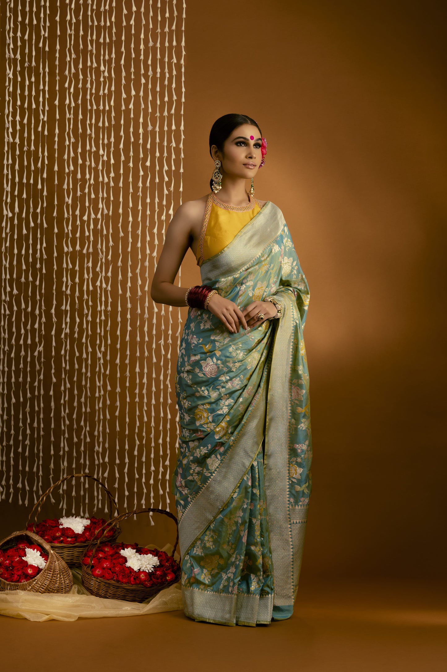 Green Rose Booti Banarasi