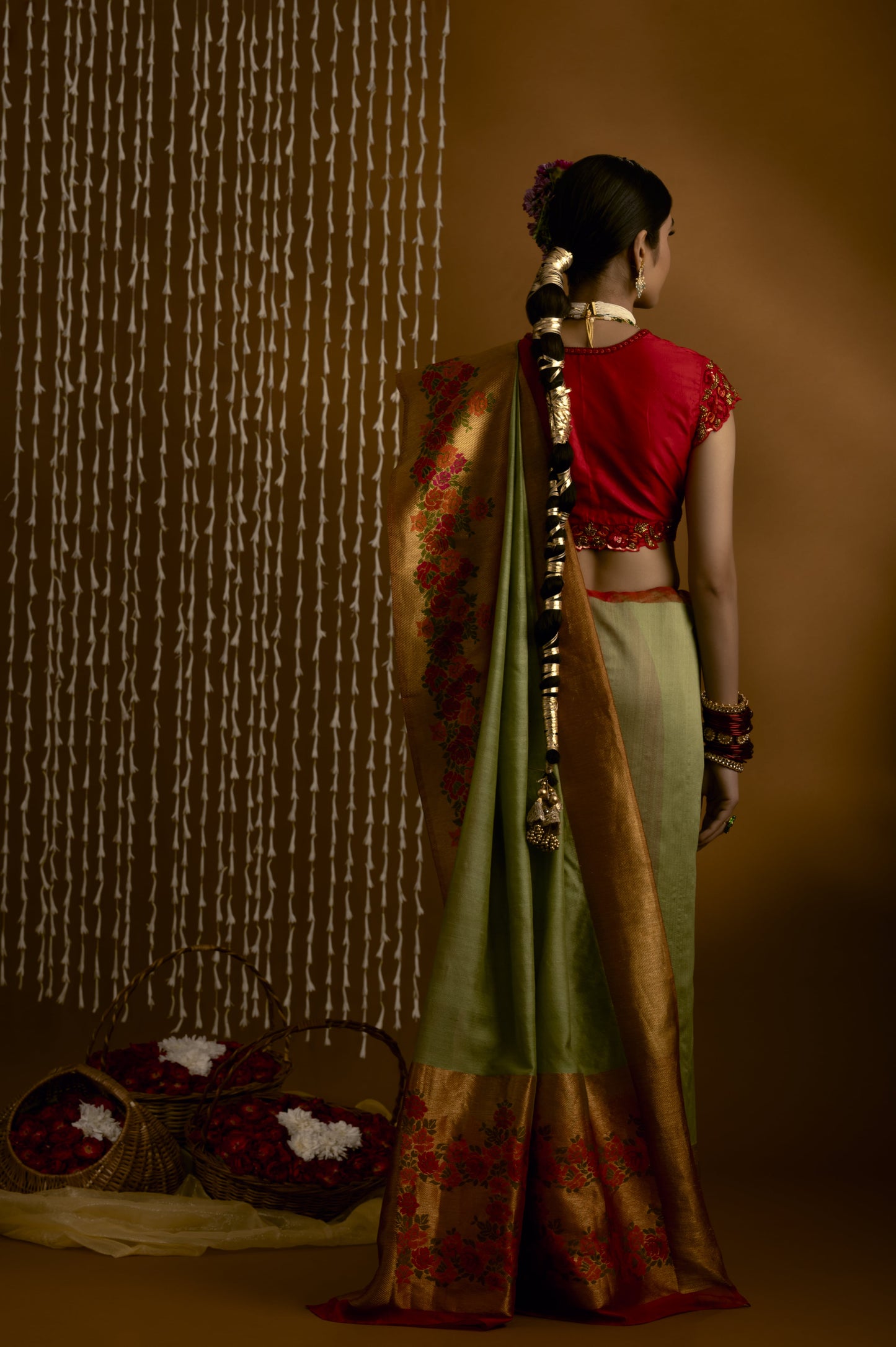 Red silk saree blouse