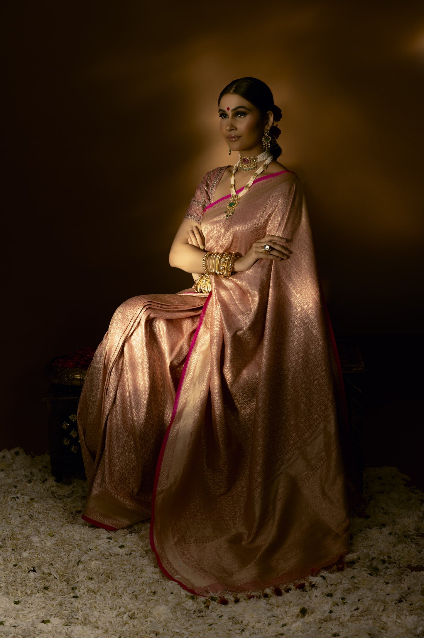 Pastel Pink With Running Geometical Booti Banarasi