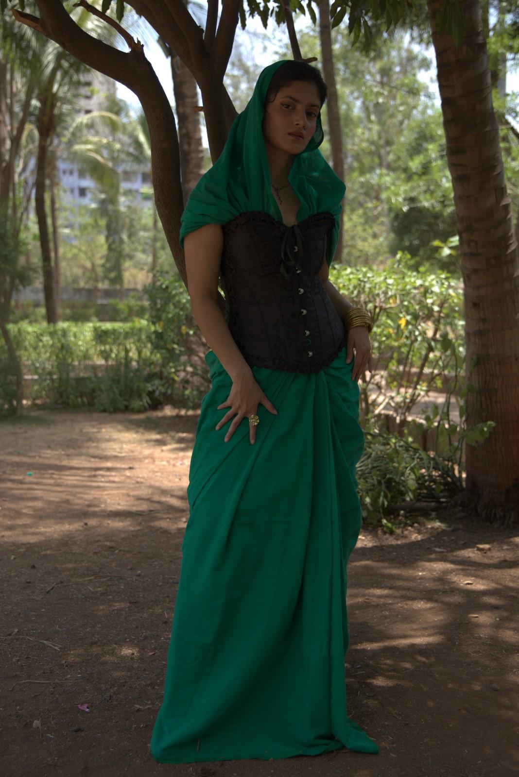 Green Canopy, Rainforest Elegance, Imperial Green Cotton Saree Traditional