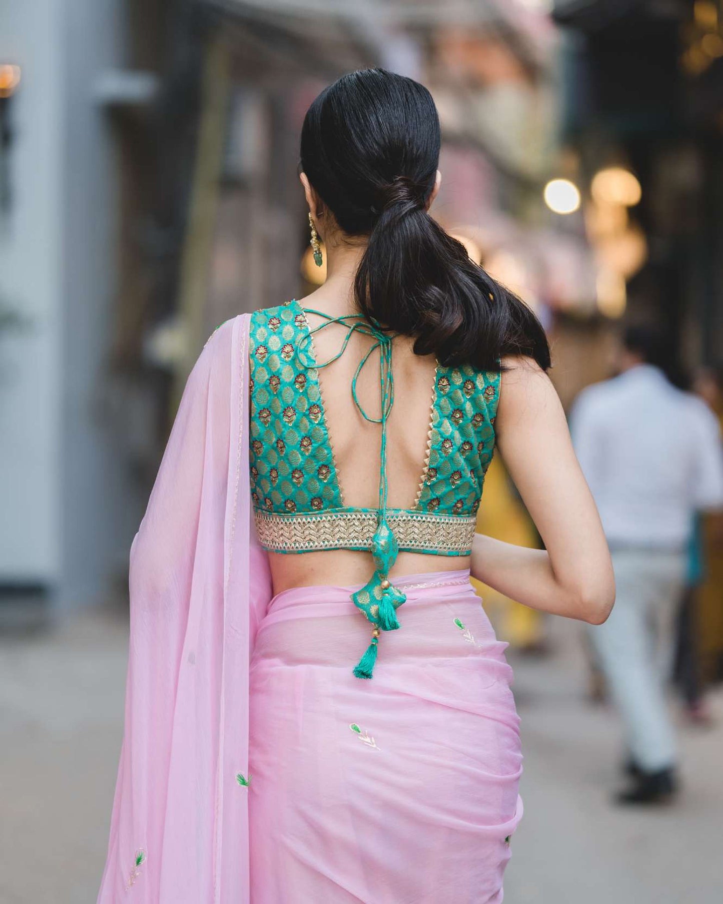 Baby Pink Chiffon Saree