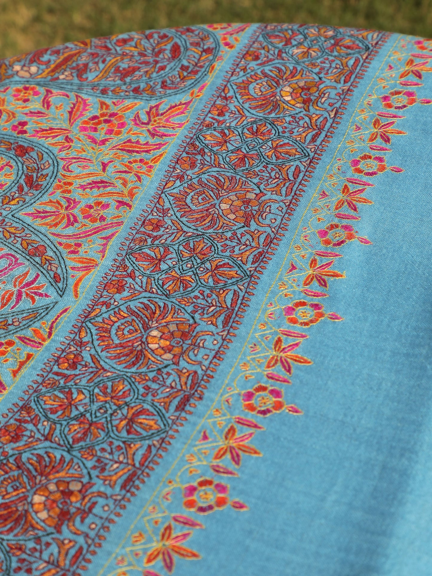 Neelkamal Sozni Shawl, Blue Bloom Pashmina, Neel Phool Pashmina