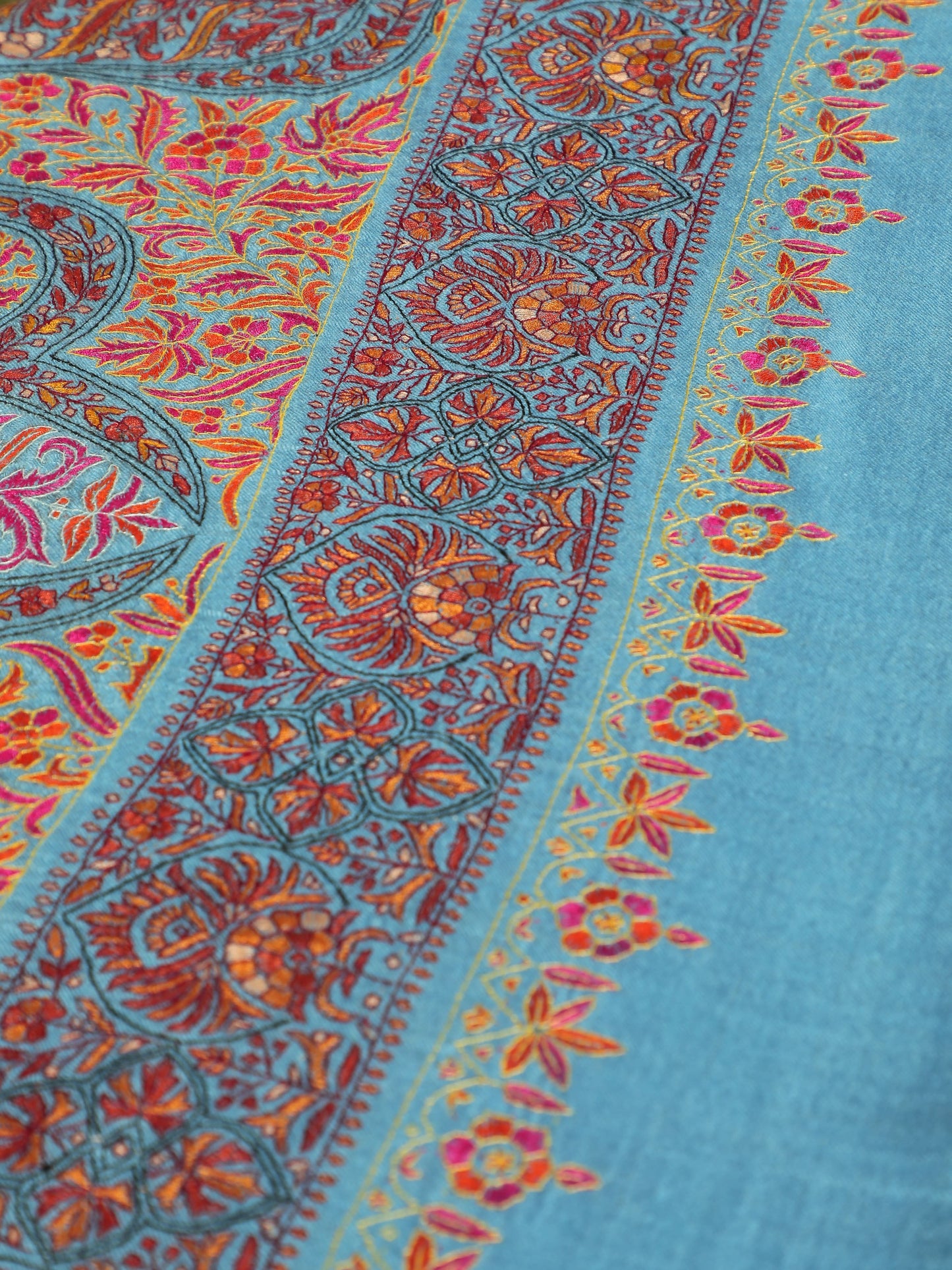 Neelkamal Sozni Shawl, Blue Bloom Pashmina, Neel Phool Pashmina