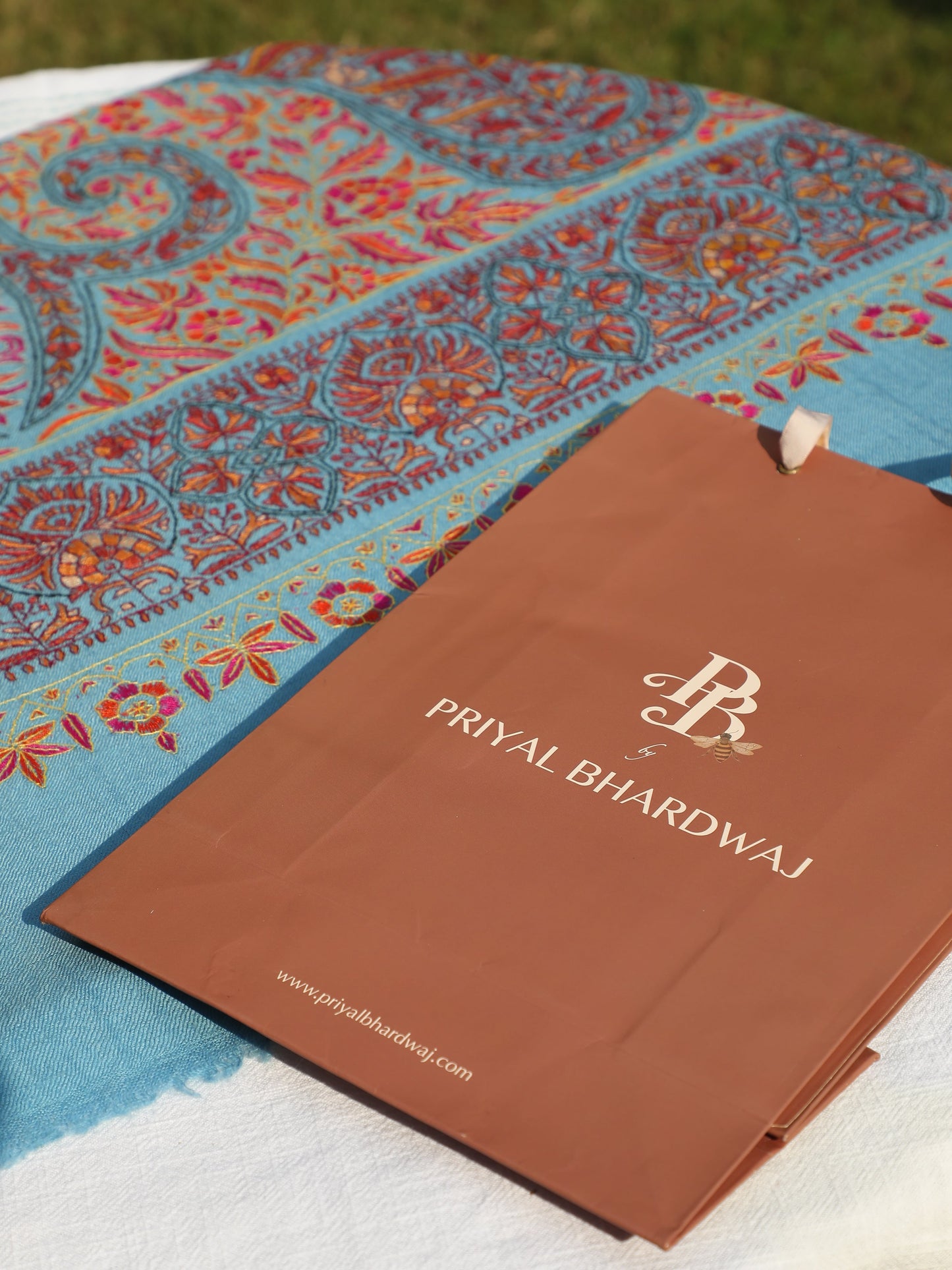 Neelkamal Sozni Shawl, Blue Bloom Pashmina, Neel Phool Pashmina