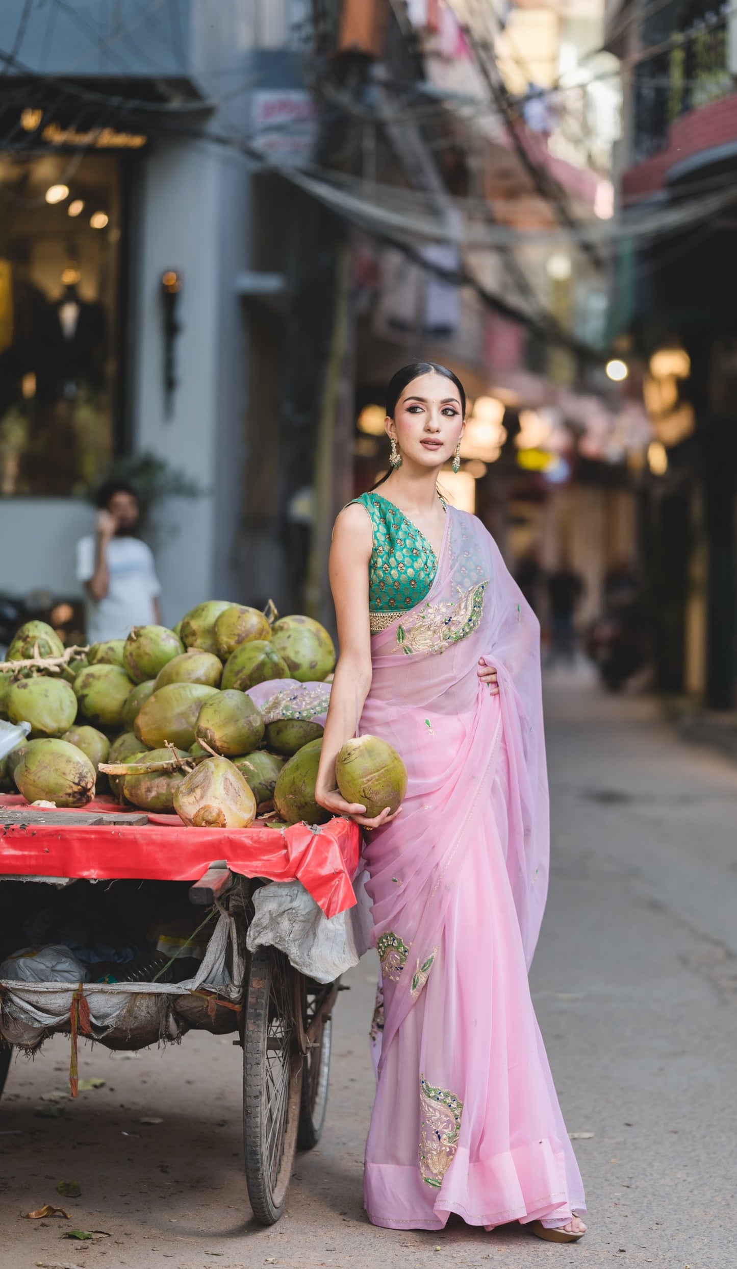 Baby Pink Chiffon Saree