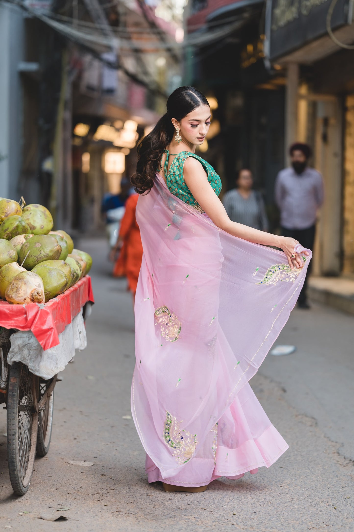 Baby Pink Chiffon Saree